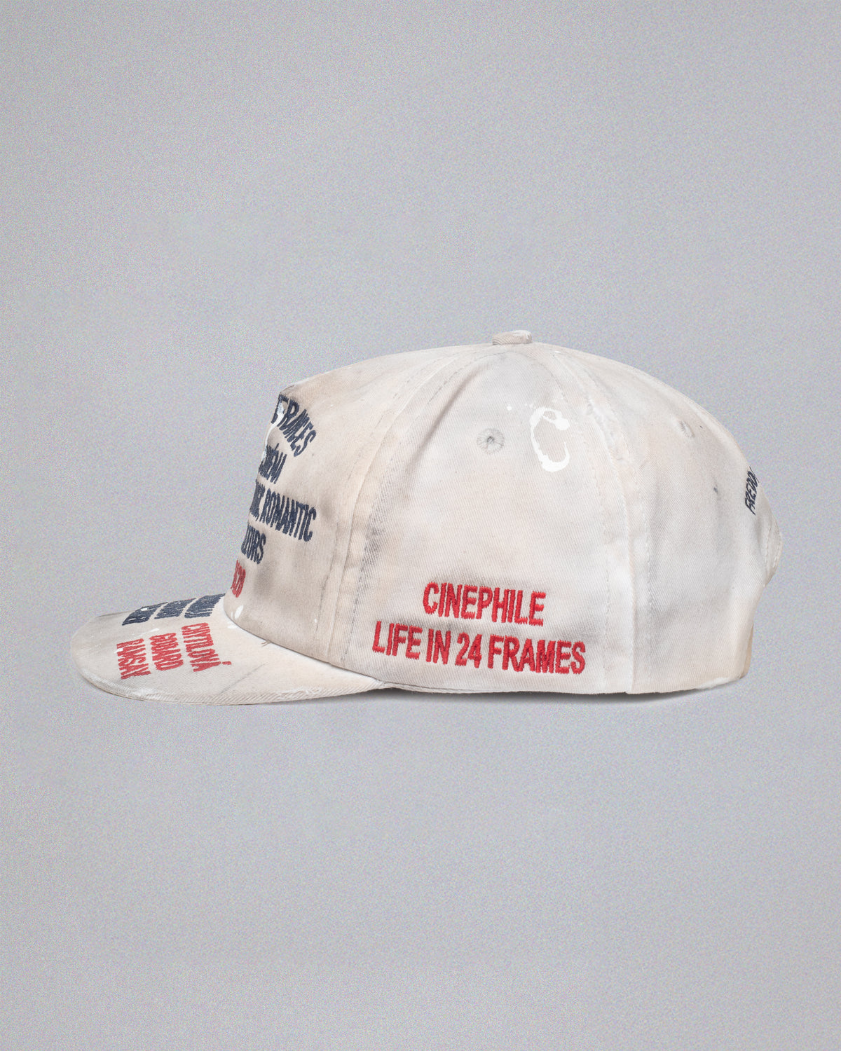 Club de Cinéma Aged Snapback Cap in White Washed Cotton