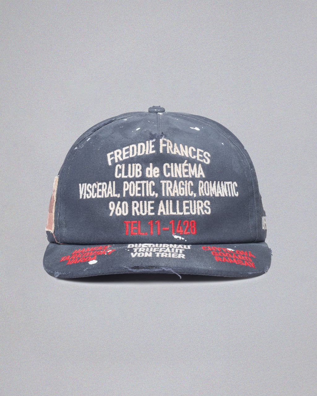 Club de Cinéma Aged Snapback Cap in Navy Washed Cotton