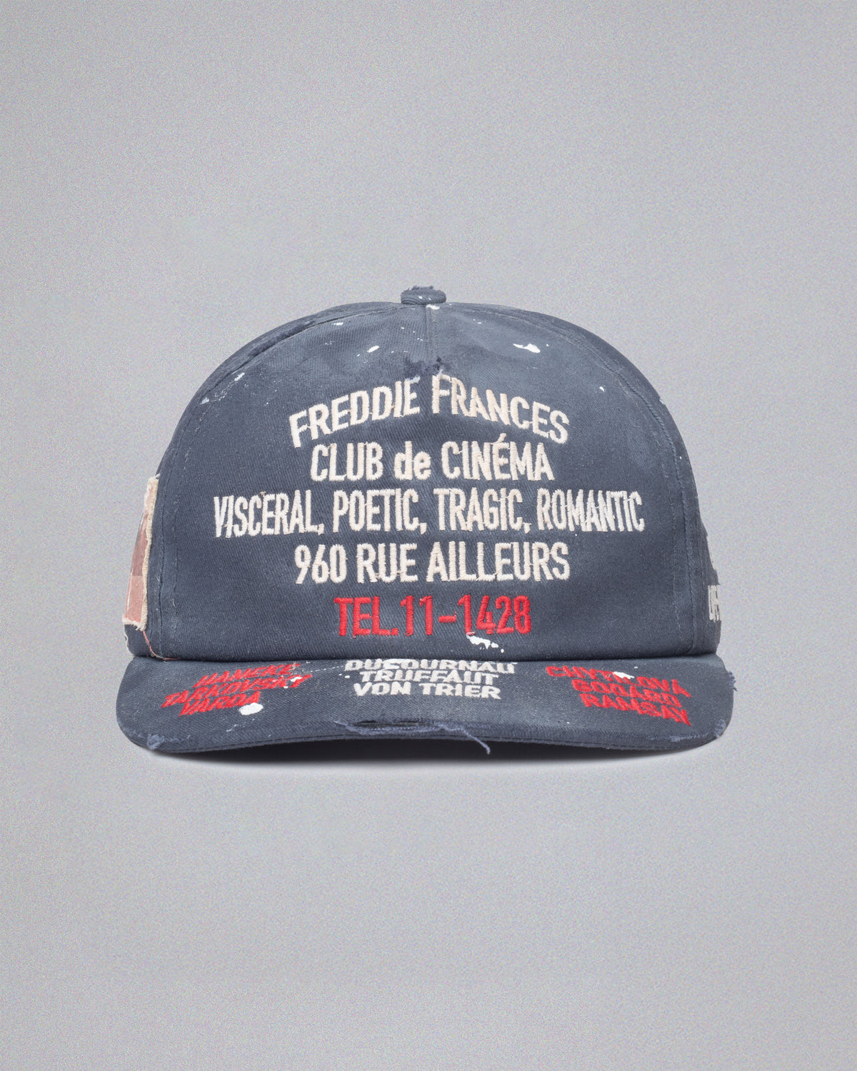Club de Cinéma Aged Snapback Cap in Navy Washed Cotton