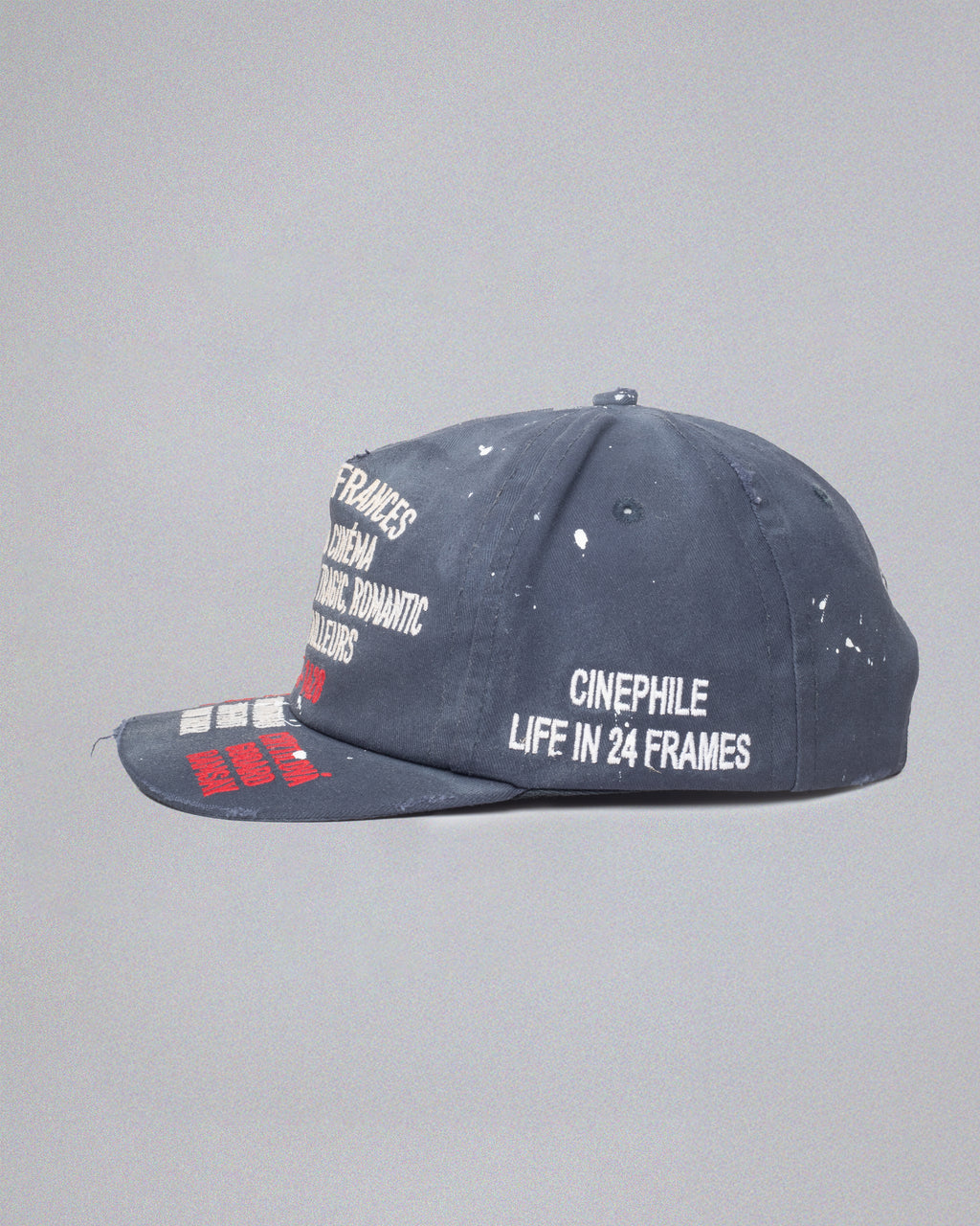 Club de Cinéma Aged Snapback Cap in Navy Washed Cotton
