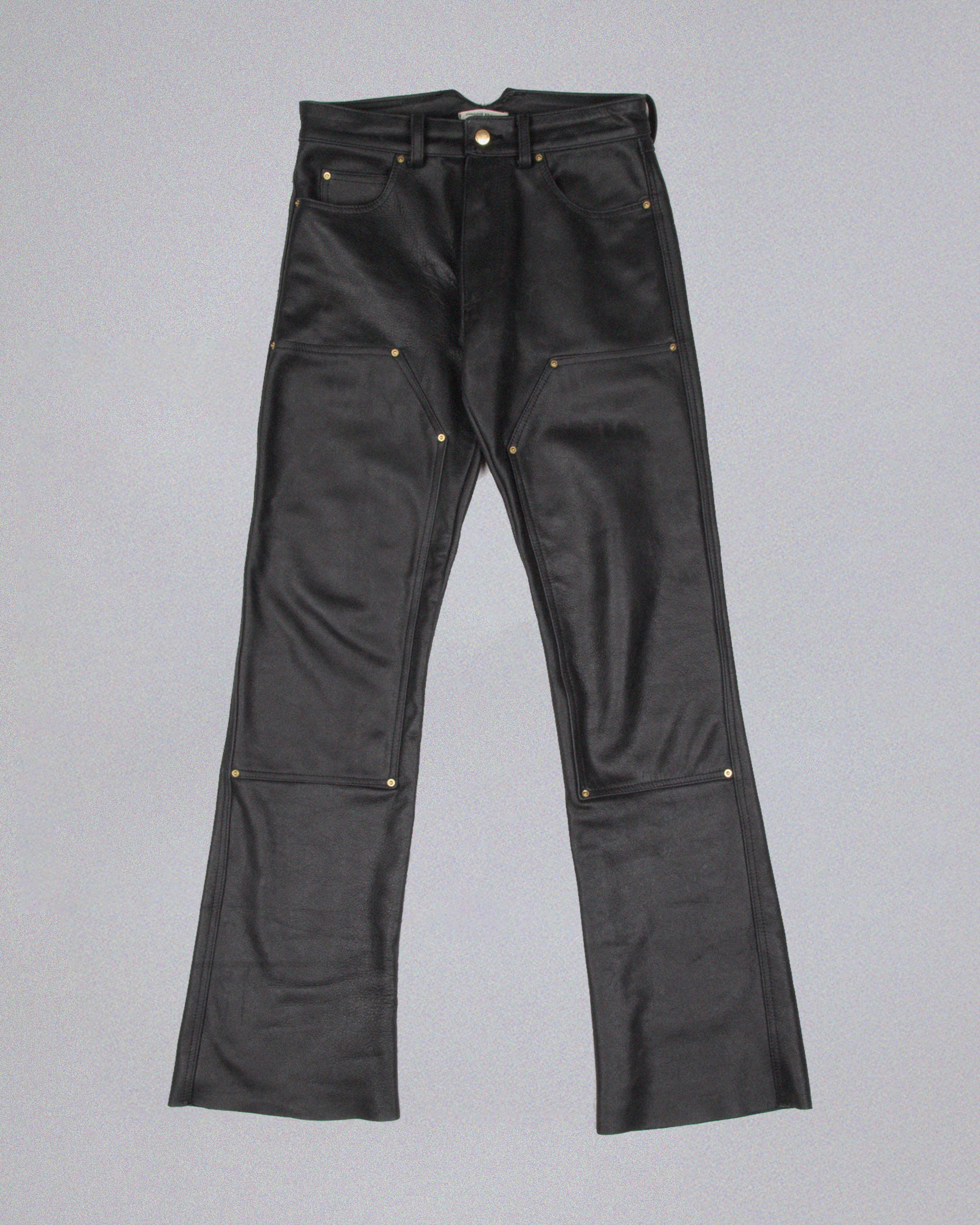 Casbah Double Knee Slim Flare Leather Pants
