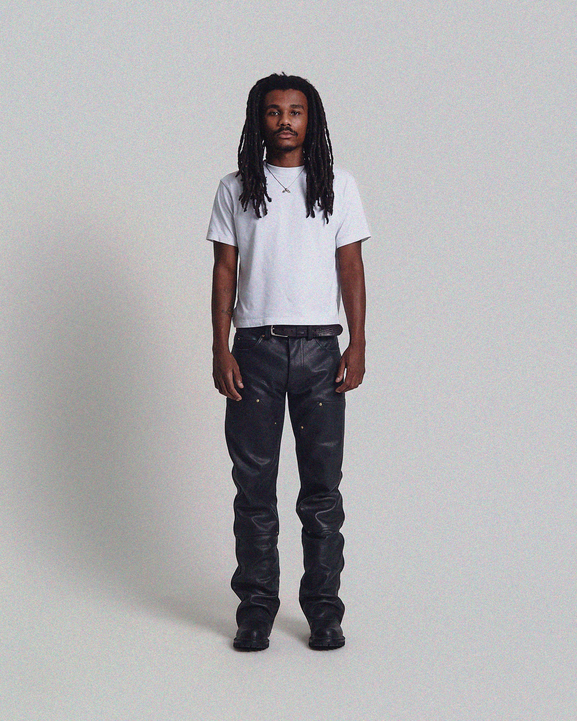 Casbah Double Knee Slim Flare Leather Pants